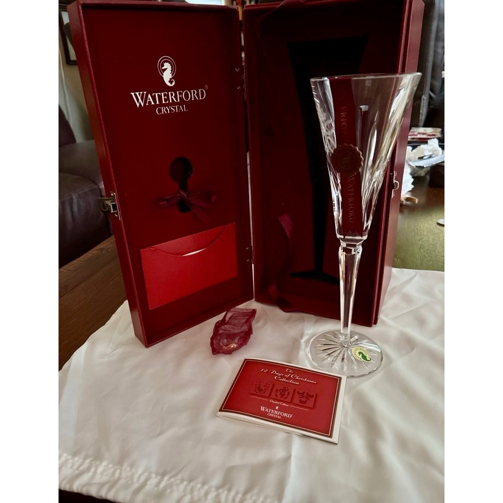 Waterford Crystal 12 Days of Christmas Three French Hens Champagne Flute Boxed